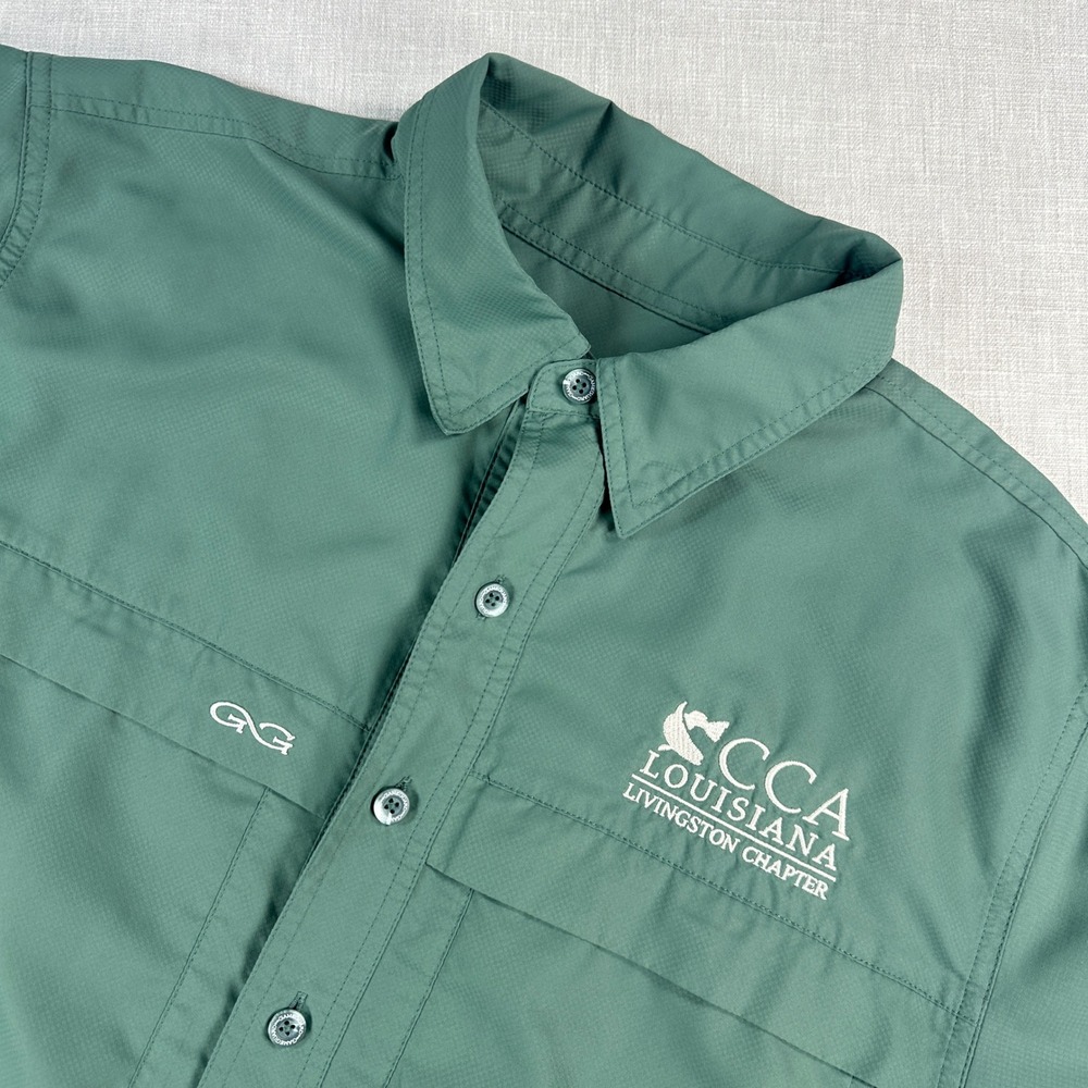 GameGuard Fishing Shirt Mens M Green CCA Louisiana Livingston Chapter Vented SS